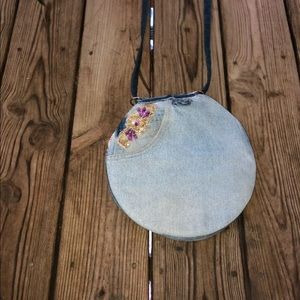 Upcycled Round Denim Jeans Circle Crossbody Bag